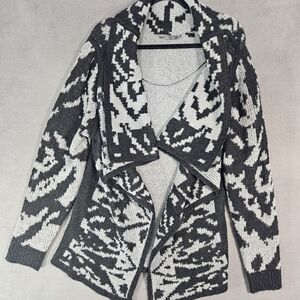 Prana Womens XL Alberta Reversible Open Front Cardigan Sweater Black Gray